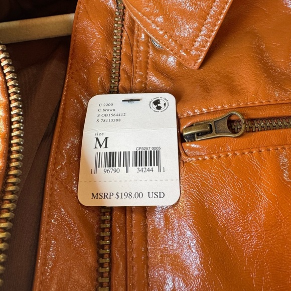 NWT We The Free Tan Vegan Leather Jacket Size M - Picture 9 of 10